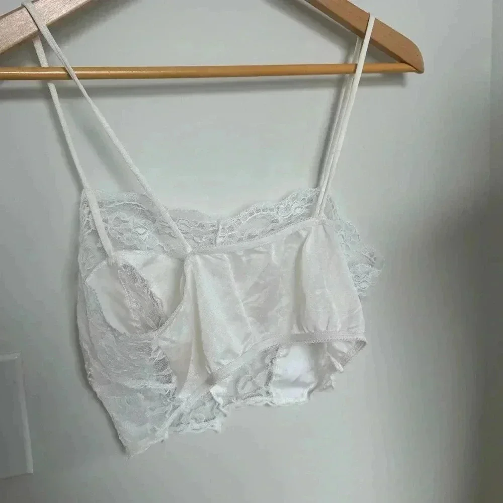 Vintage coquette  lace nylon top Marie Antoinette cottagecore 36 Fairycore - Picture 6 of 8